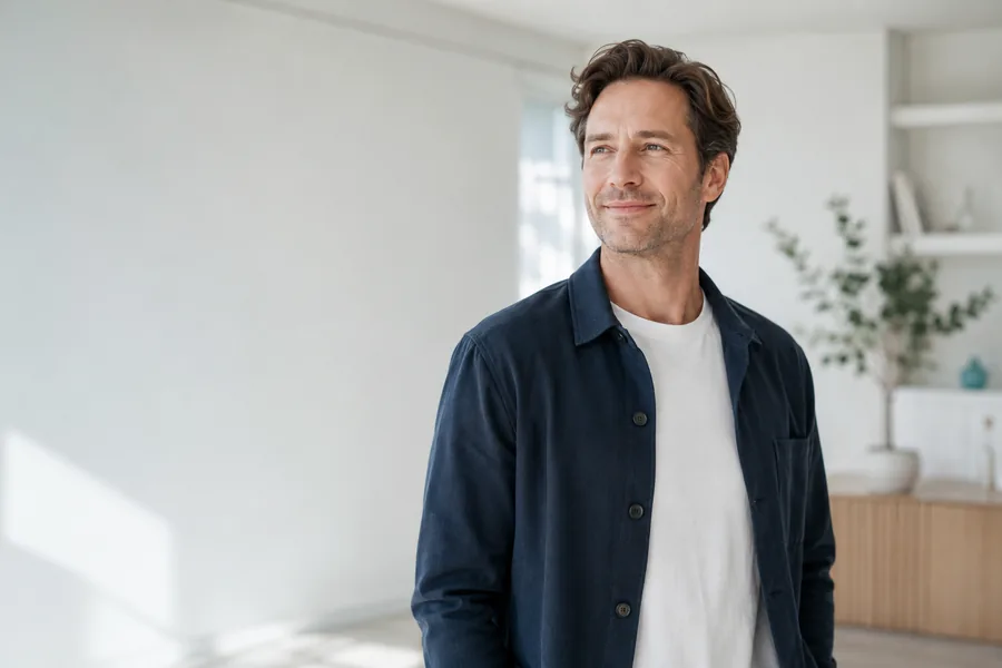 Een man met vol, gezond haar na een haartransplantatie